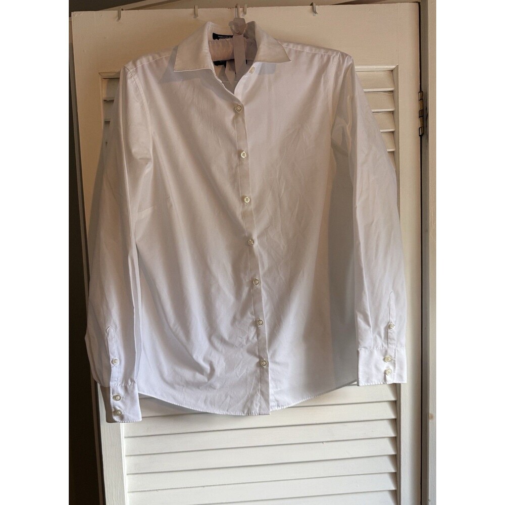 Women’s 10 Lands’ End white Wrinkle Free Broadcloth button-up Shirt Classic